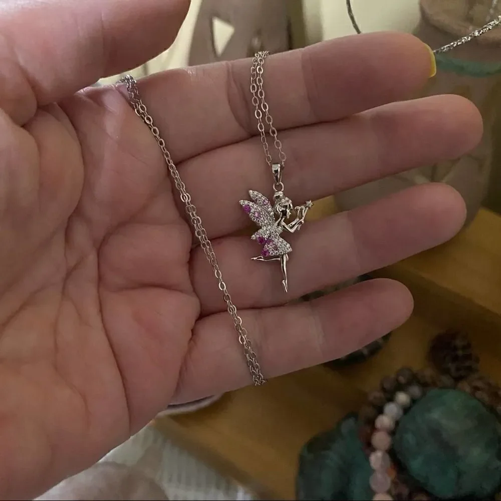Tooth Fairy Sterling Silver Girls CZ Necklace